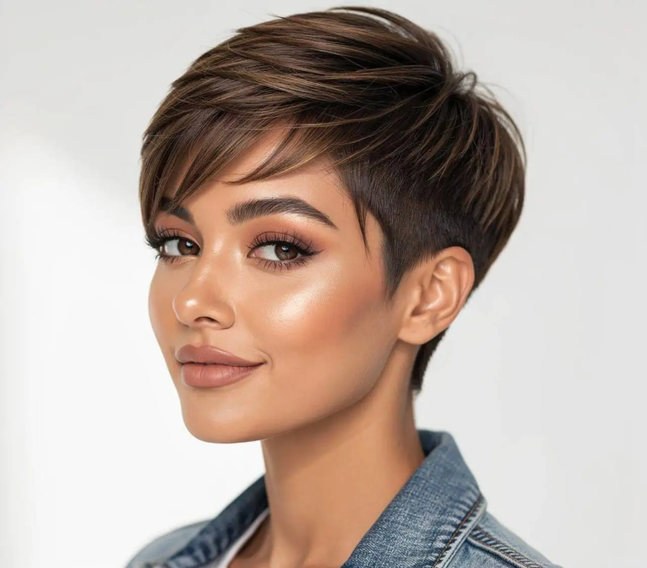 Pixie Short Quick Weave Hairstyle for heart face