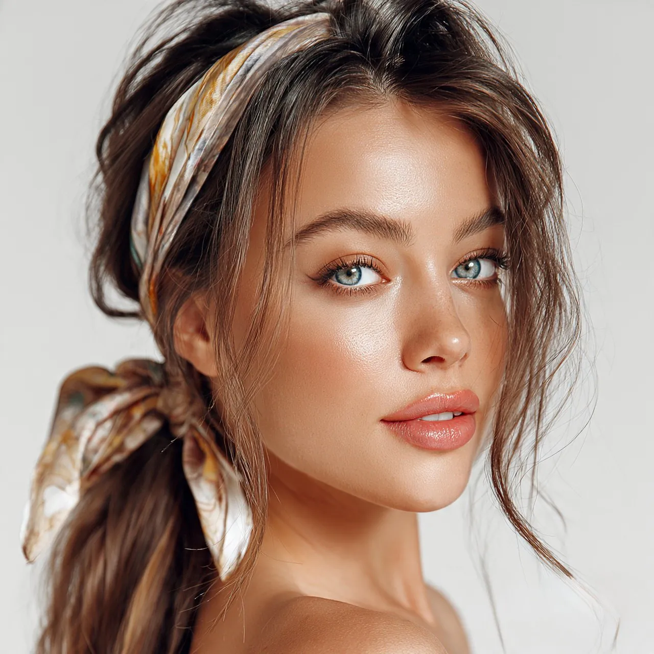Scarf Ponytail Cute Easy Hairstyle