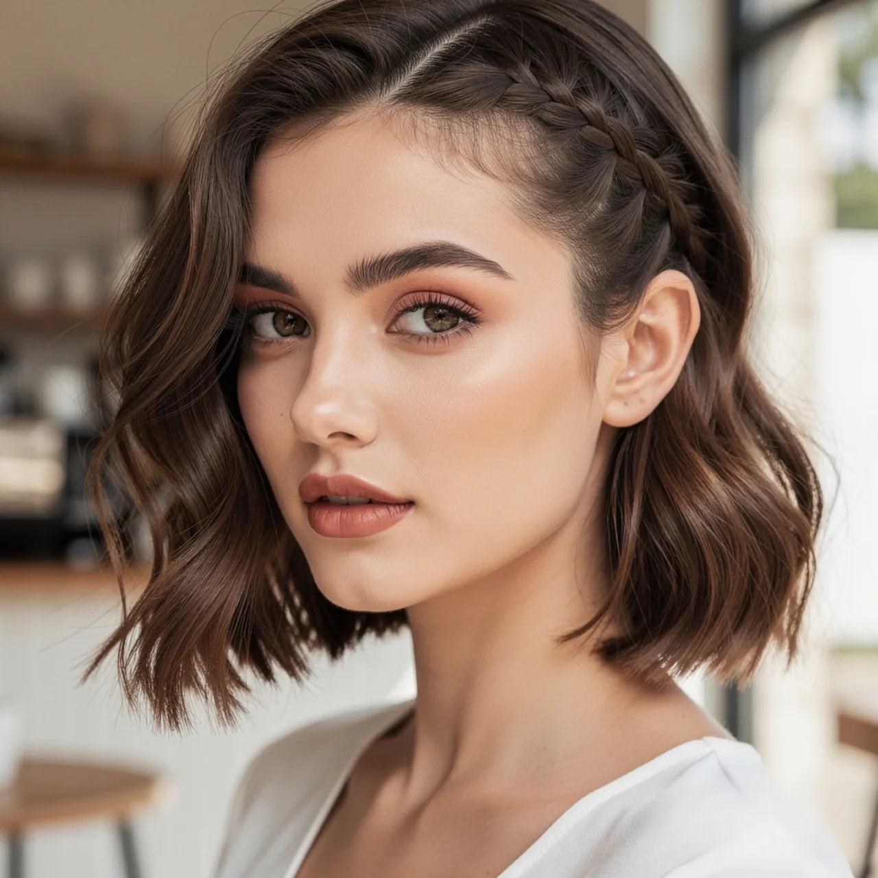 Short Braided Front Easy Hairstyle