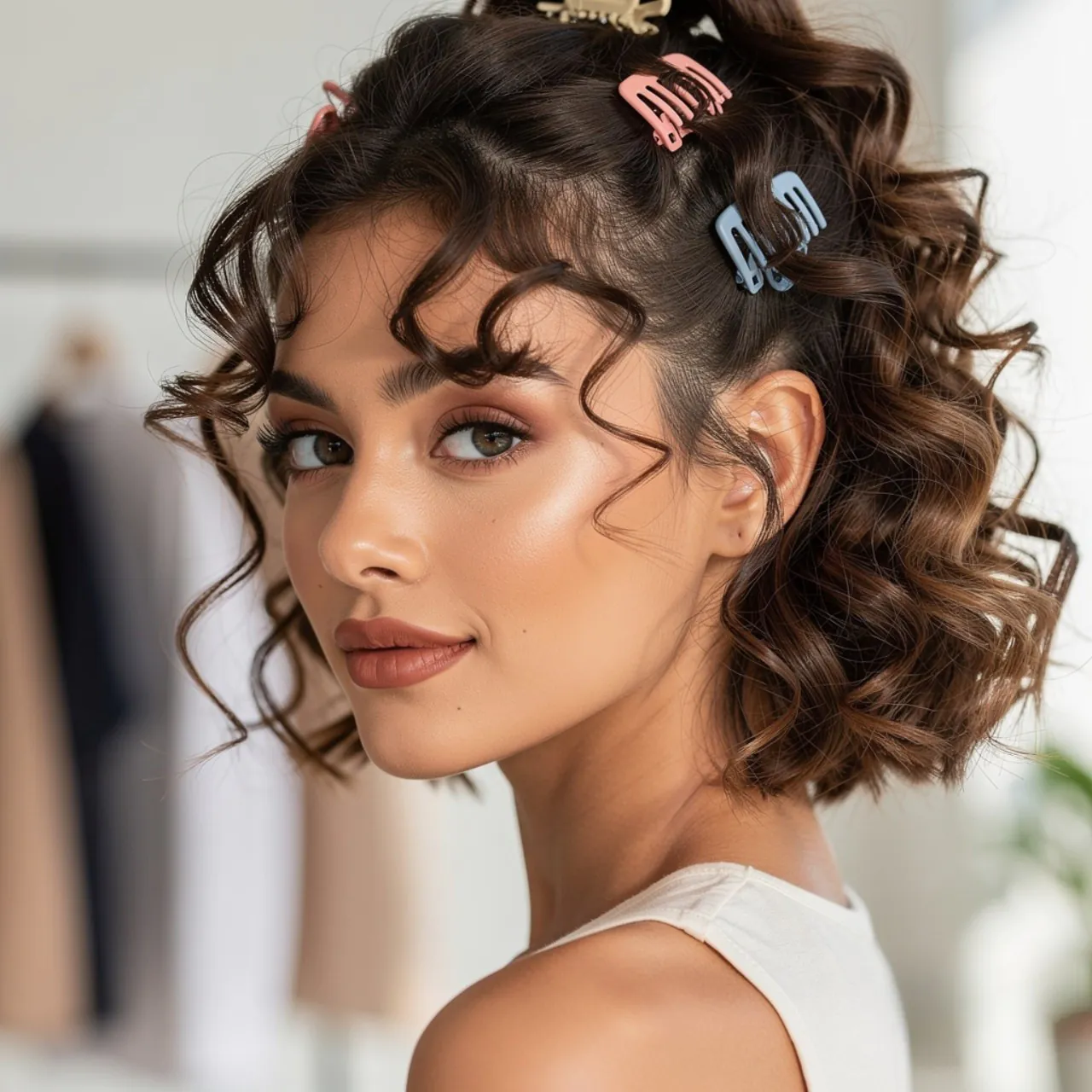 Short Curly Clips Style Easy Hairstyle