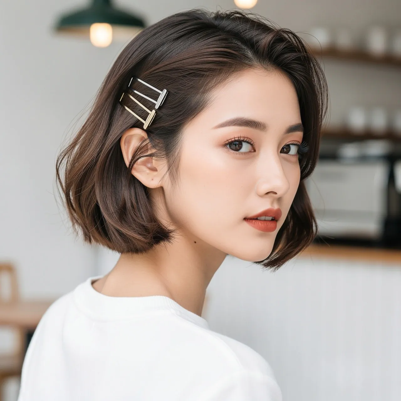 Short Hair with Clips Easy Hairstyle