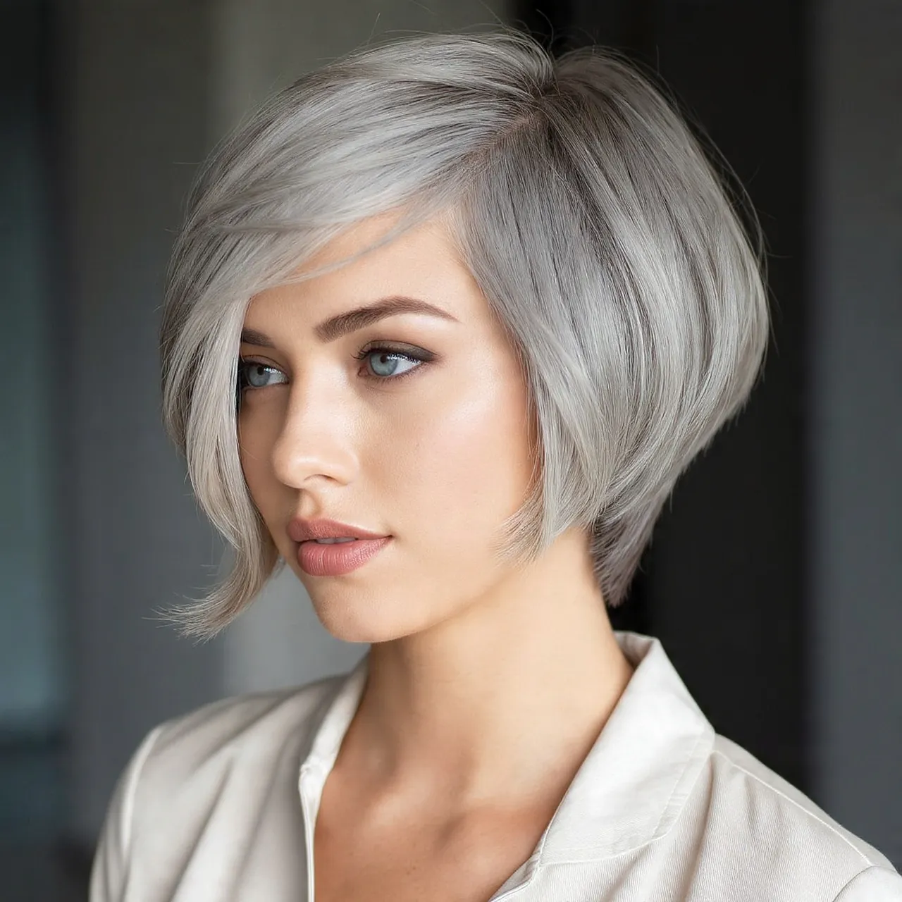 Short Layered Bob for Gray Hair