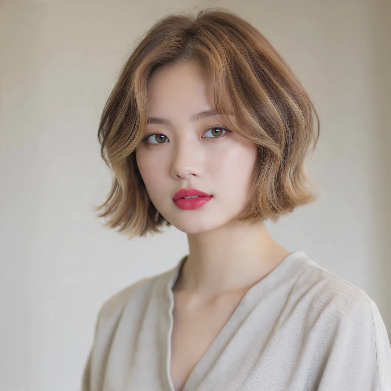 Short Layered Bob with Highlights Hairstyle