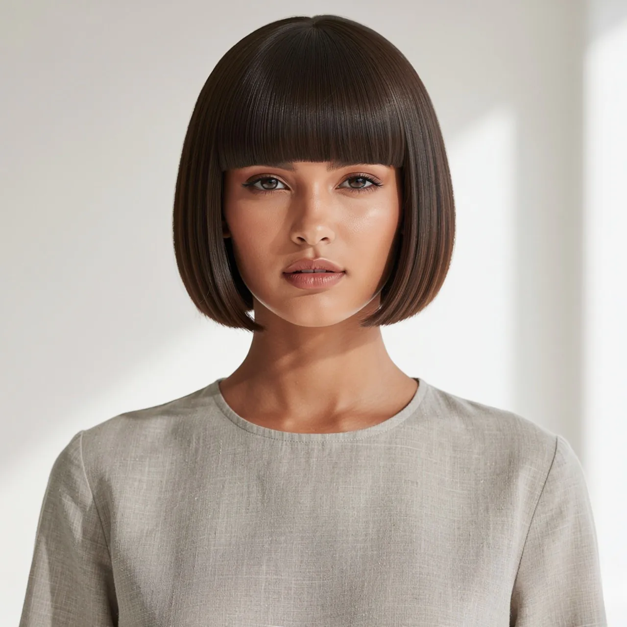 Short Straight Bob with Blunt Fringe