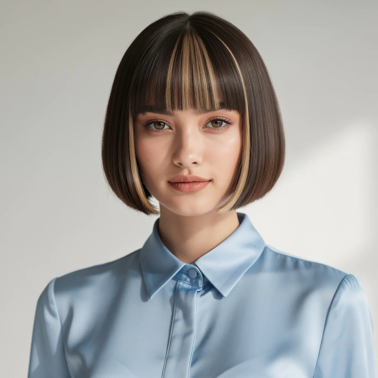 Short Straight Bob with Money Piece Color