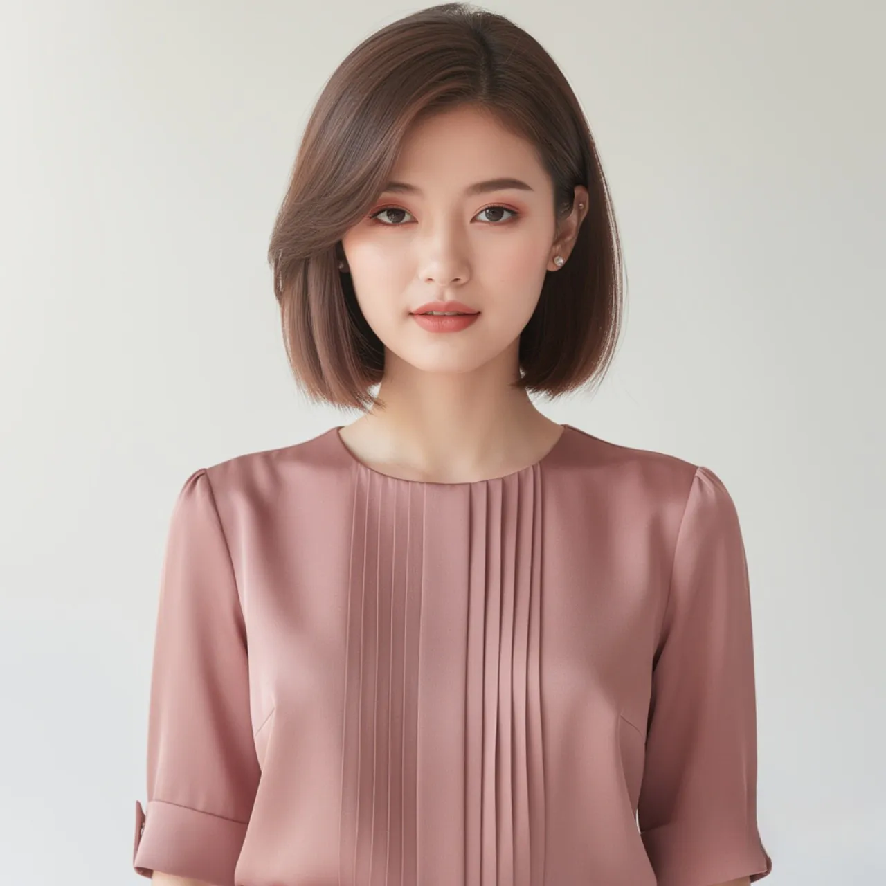 Short Straight Hair with Soft Layers and Side Part