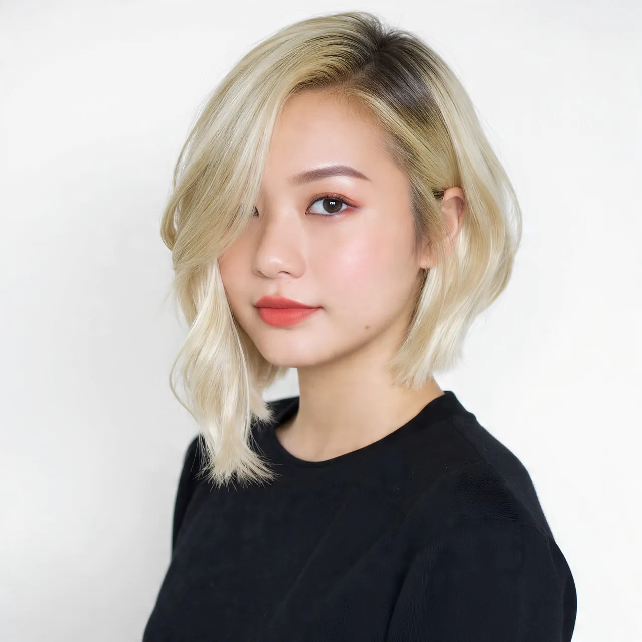 Side Parted Blonde Lob Long Bob