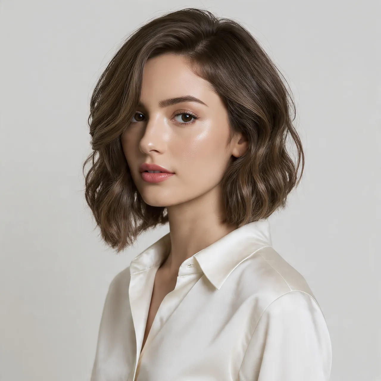Side Swept Wavy Bob