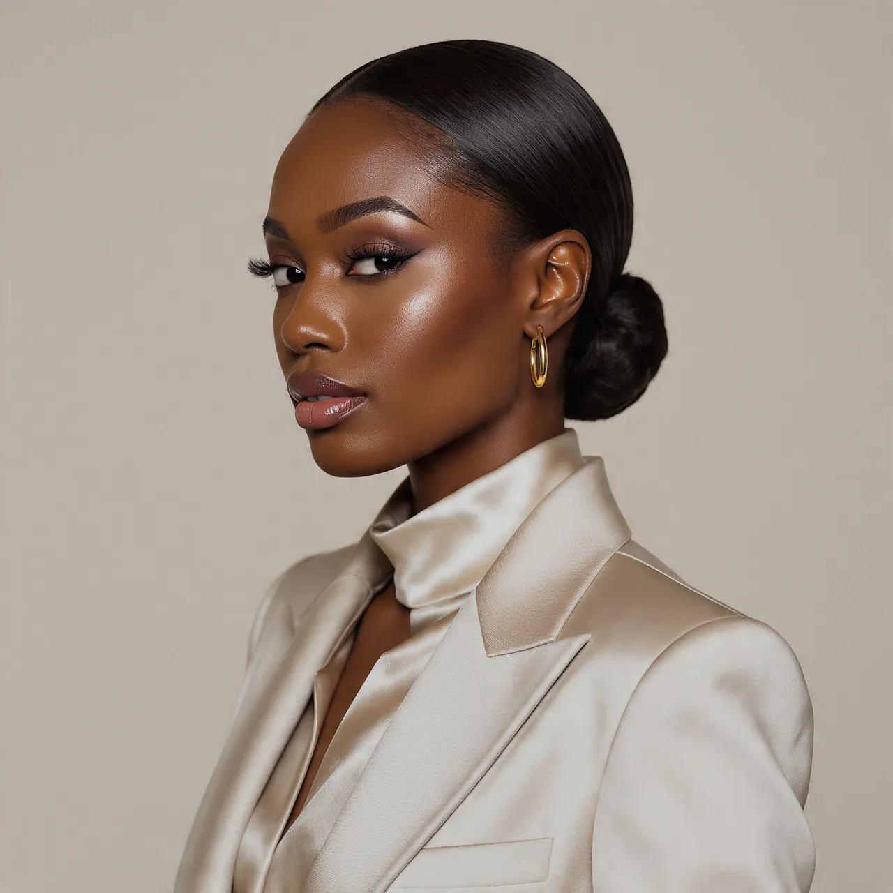 14 Trending Slick Back Hairstyles Black Women That Are Absolutely Stunning 3 Sleek Back Low Bun on Relaxed Hair Hairstyles Black Women