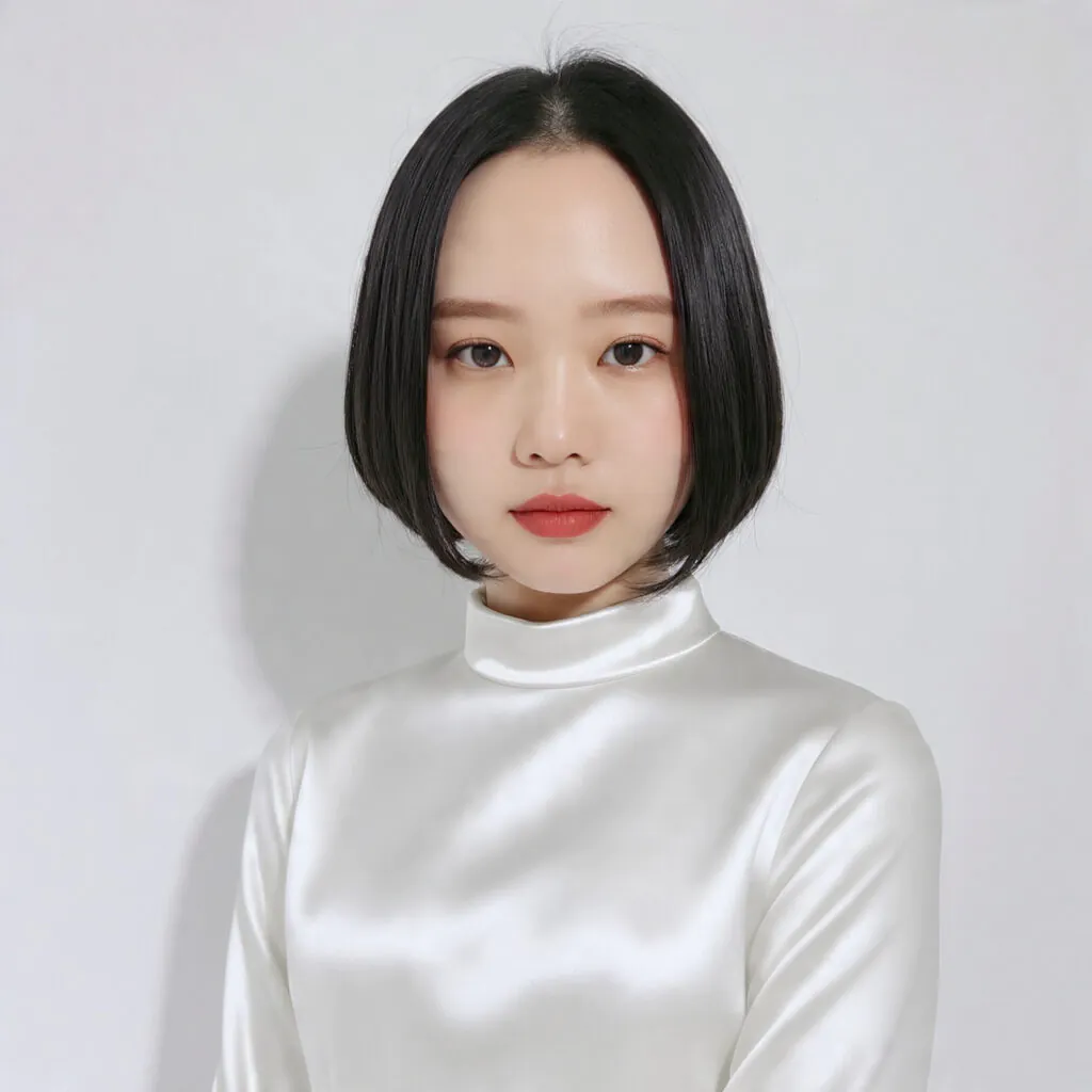 Sleek Straight Bob with a Center Part