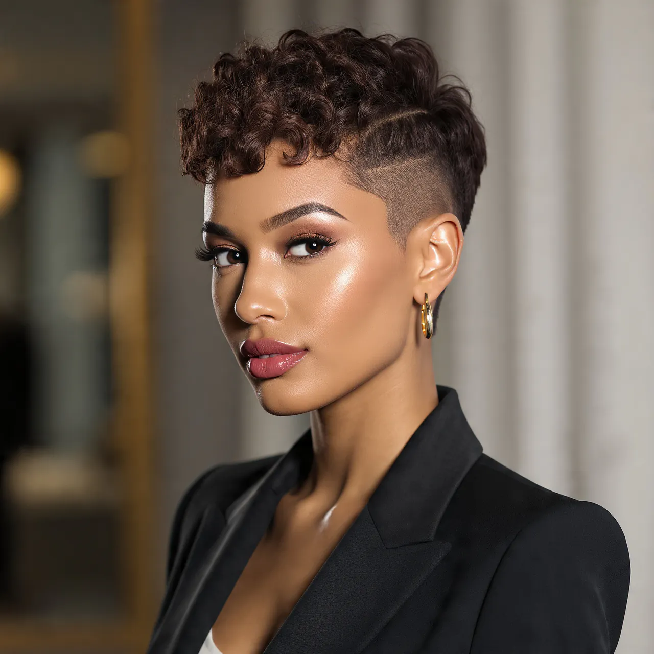 Trending Curly Hairstyles Slick Back: 15 Stunning Looks to Try Now 9 Slicked Back Curly Pixie Hairstyle 1