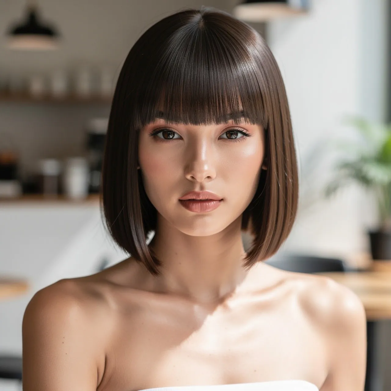 Straight Blunt Cut Easy Hairstyle