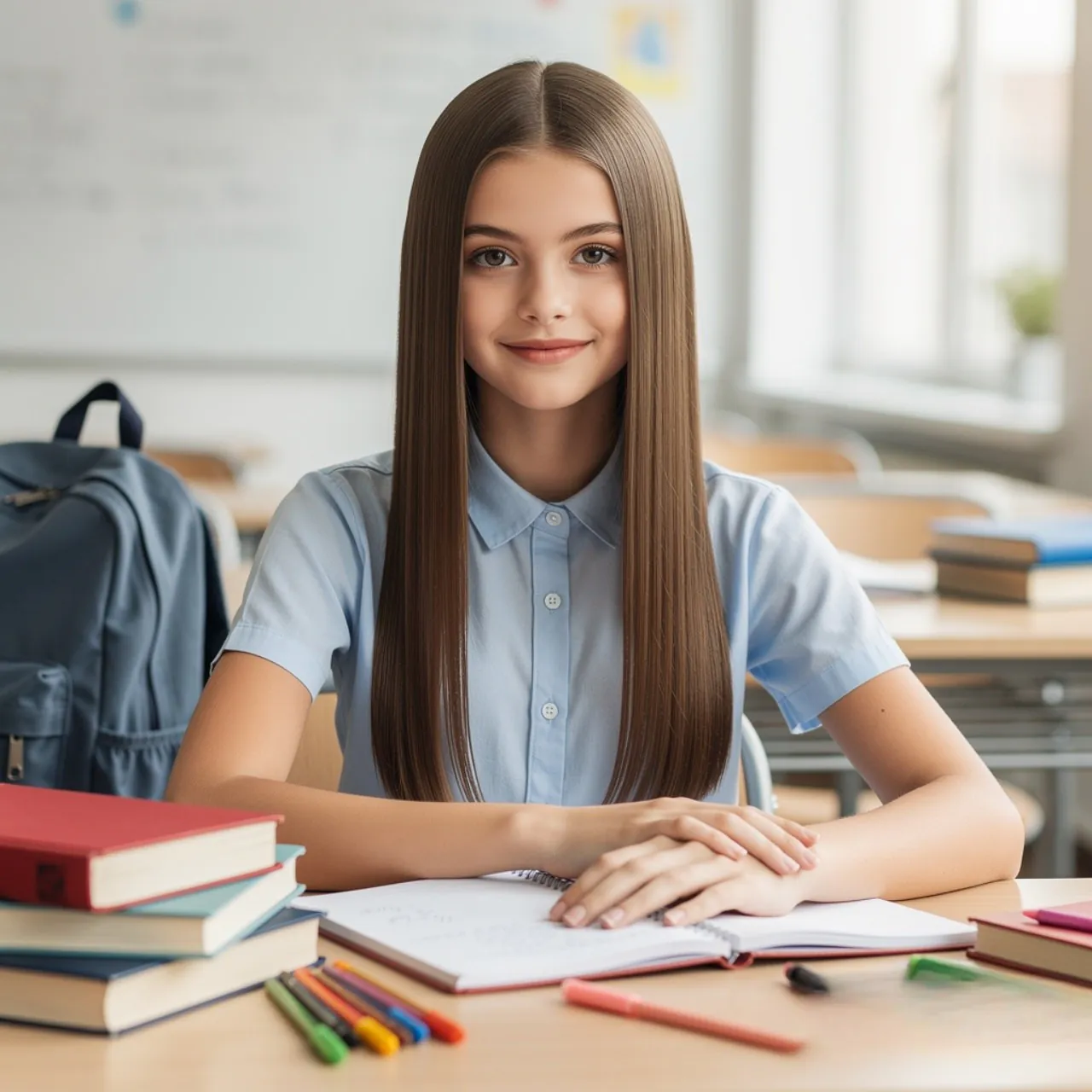 13 Trending Easy School Hairstyles for Busy Mornings 10 Straight Hair with Middle Part Easy School Hairstyle