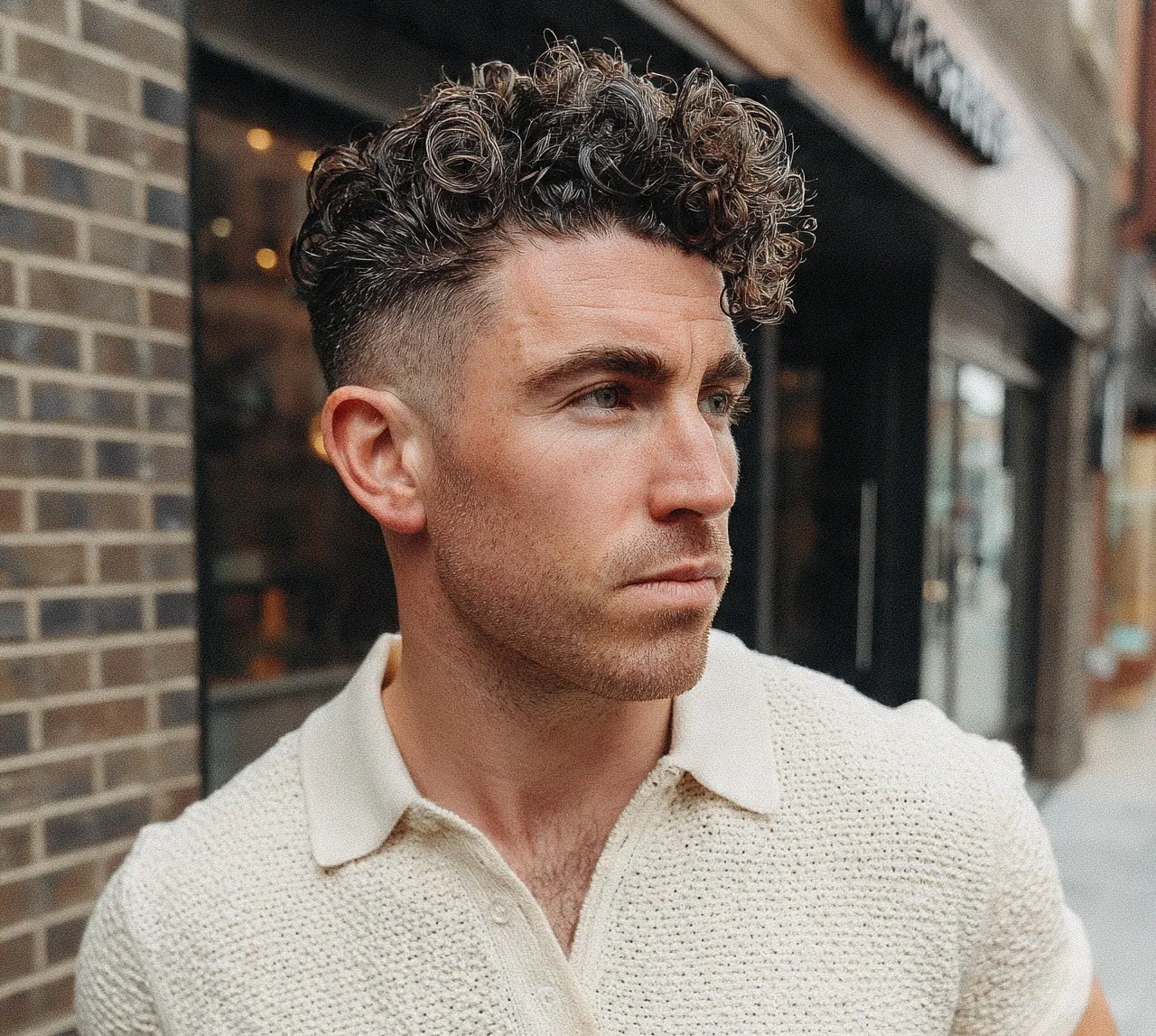 Mid Fade with Curls Haircut For Men