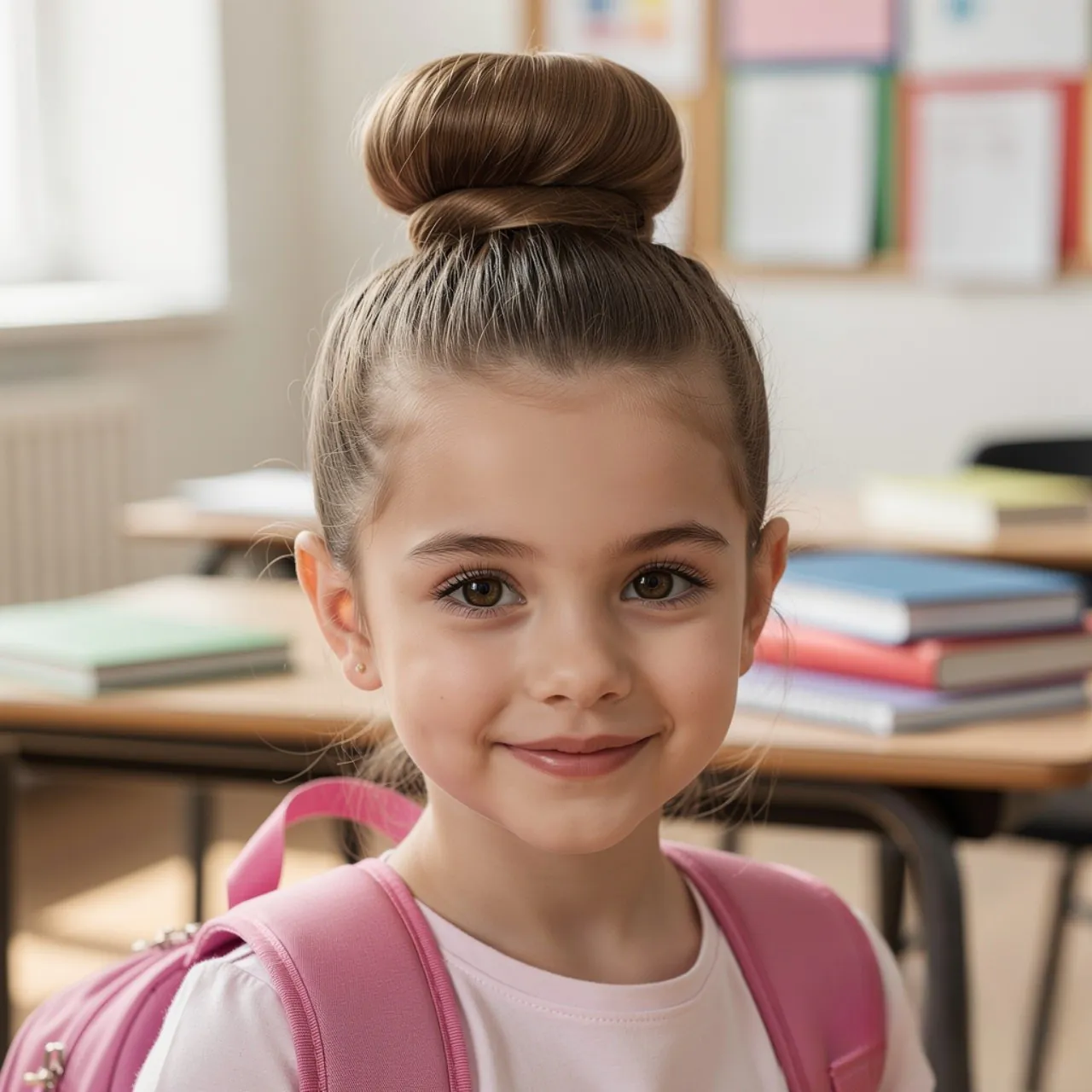 Top Knot Bun Little Girl Hairstyle