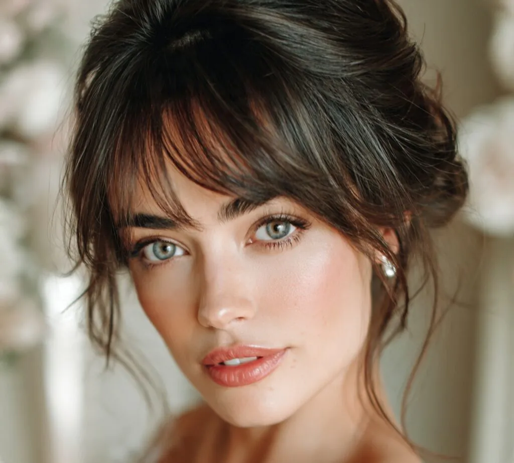 Updo with Face Framing Bangs cropped