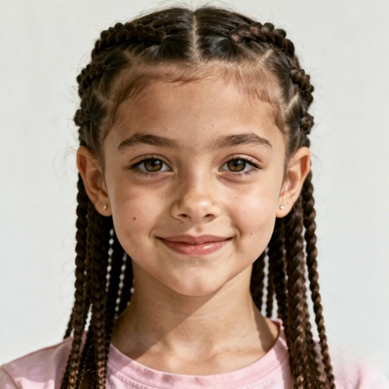 a single photo of a teenage girl with cute mini br