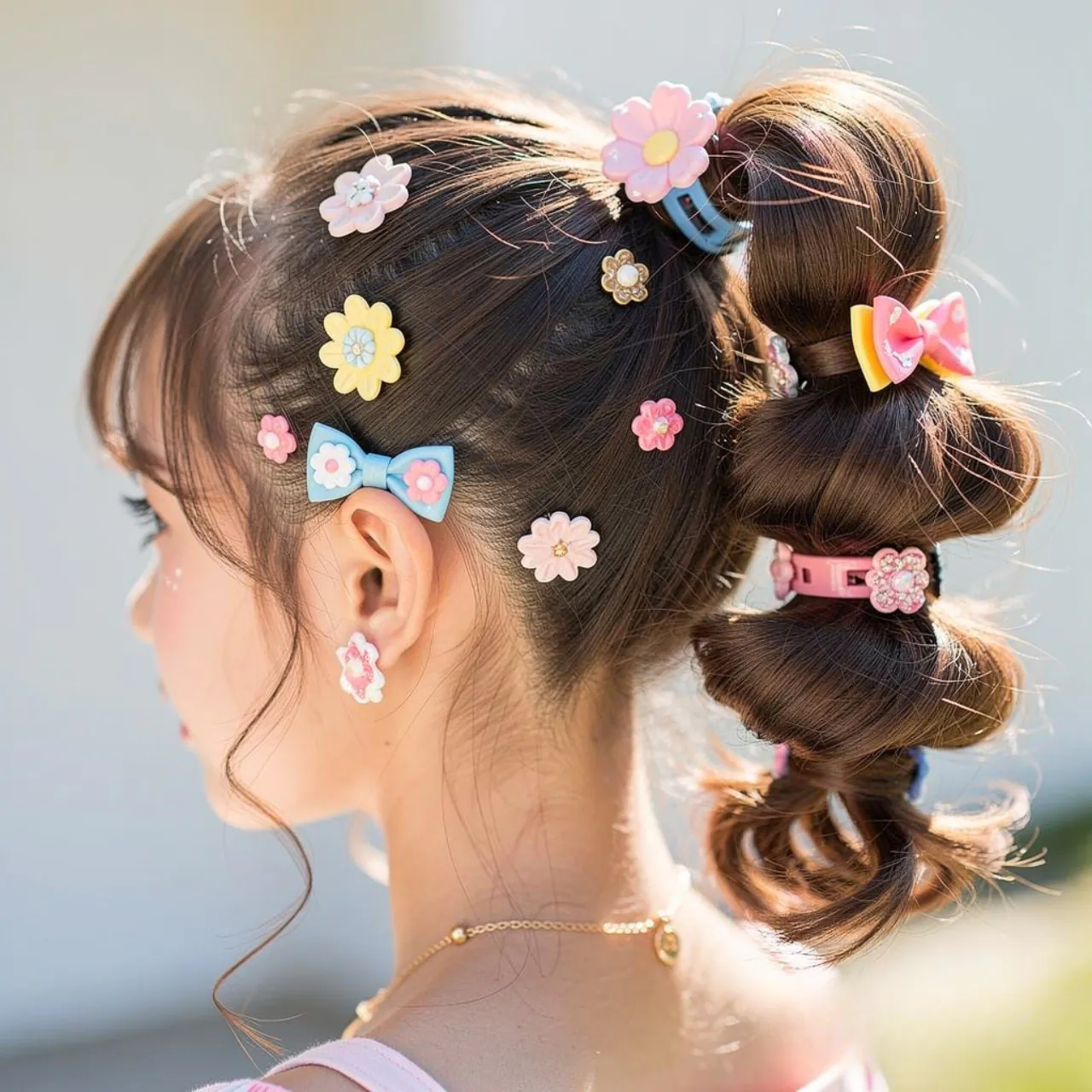 cute summer hairstyle bubble ponytail with accesso