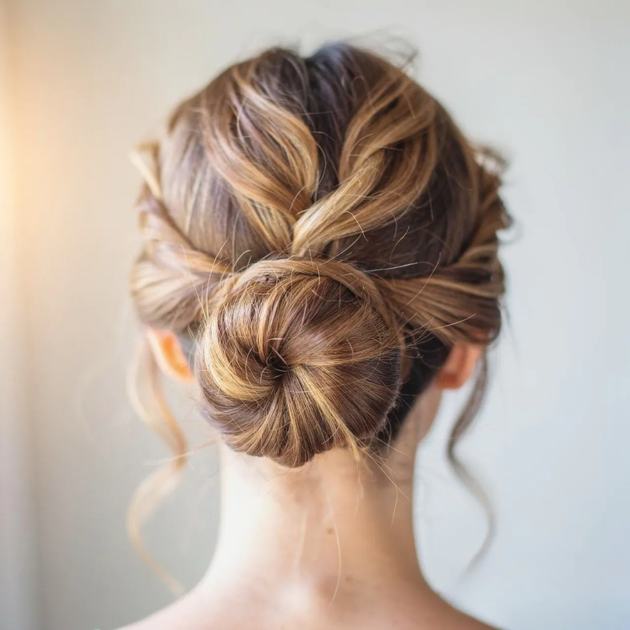 low twisted bun cute summer hairstyle single photo