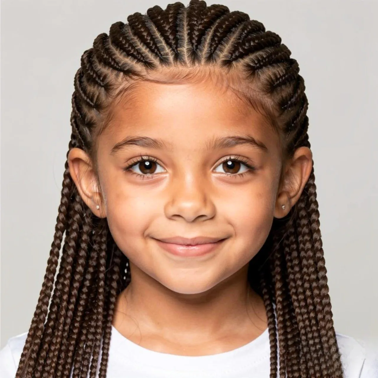 mini braids hairstyle for a school girl single pic