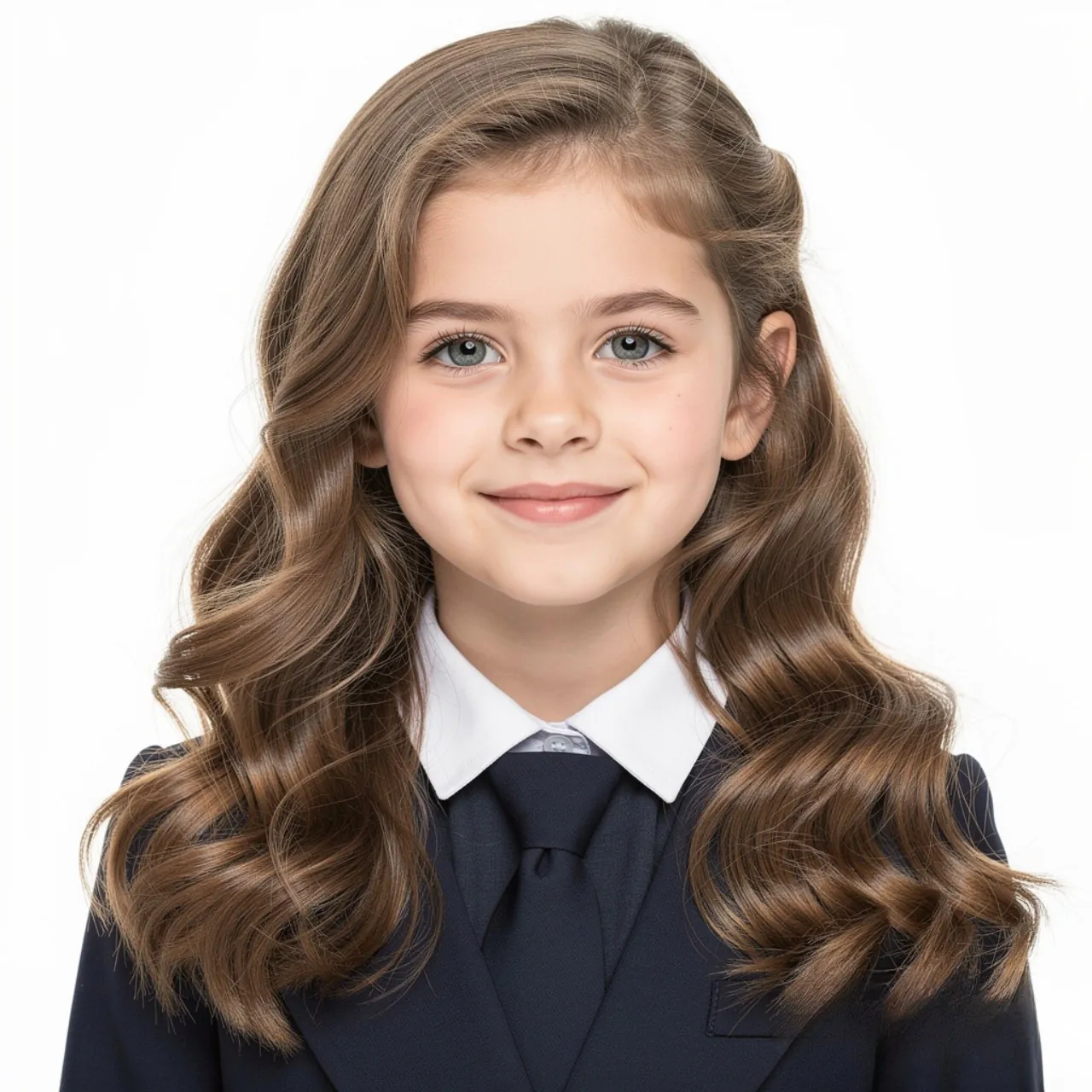 single girl with loose wavy hairstyle for school f