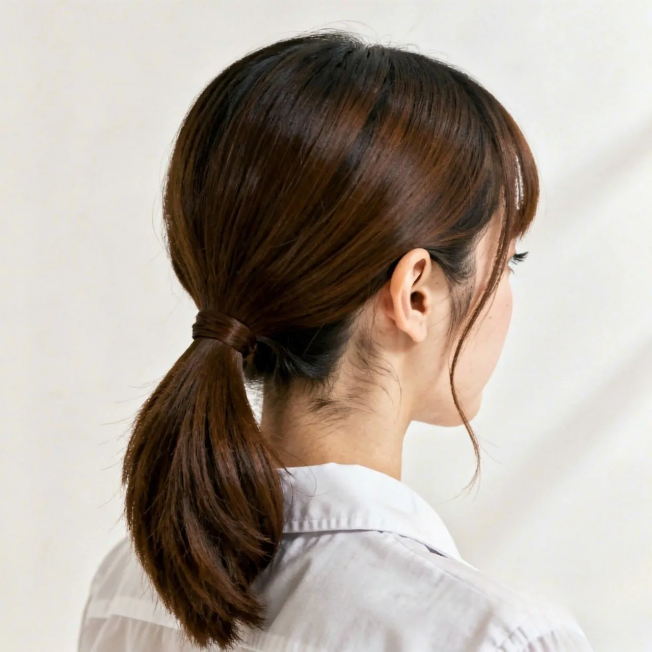 single image of a low ponytail school hairstyle fo