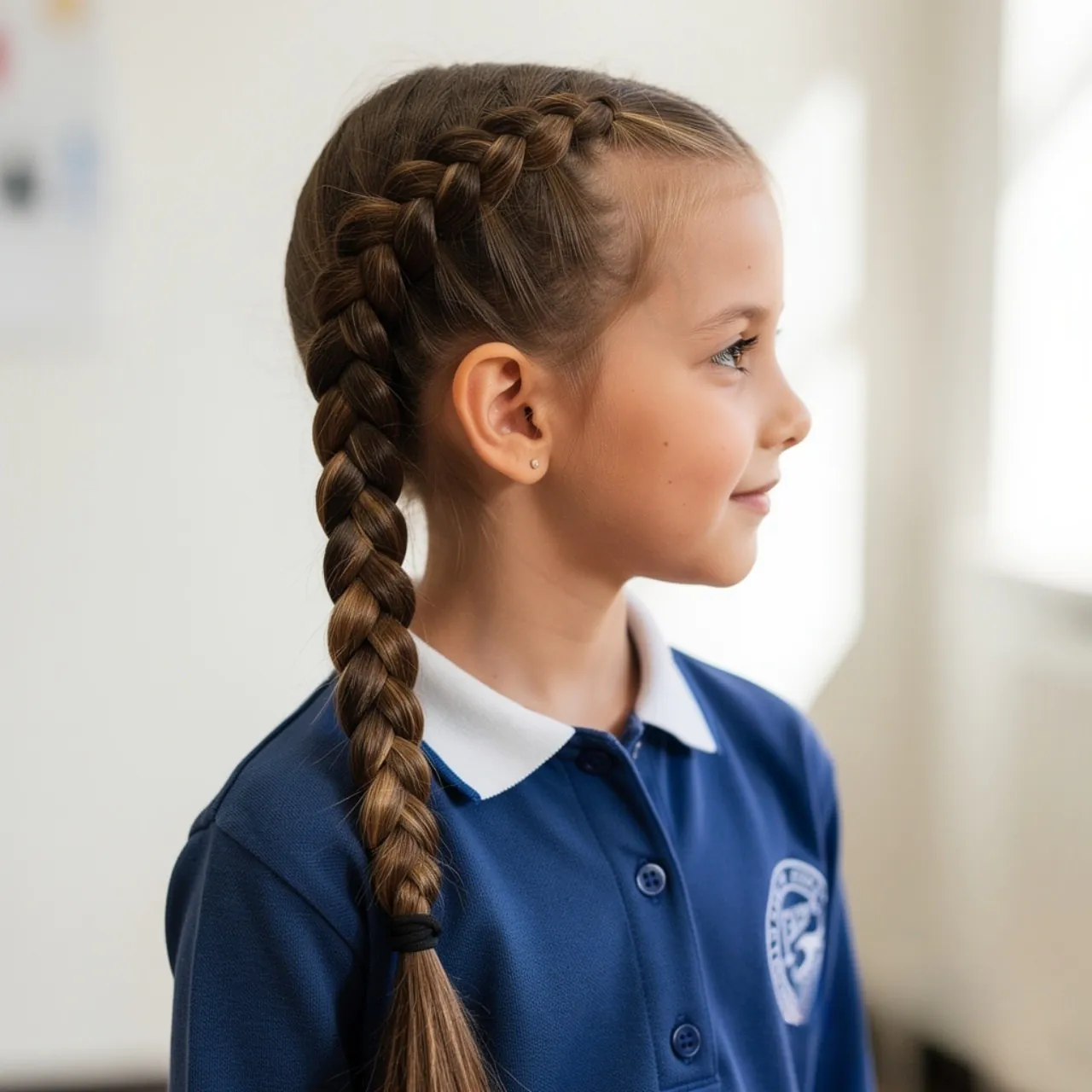 single photo of a school age child with a rope bra