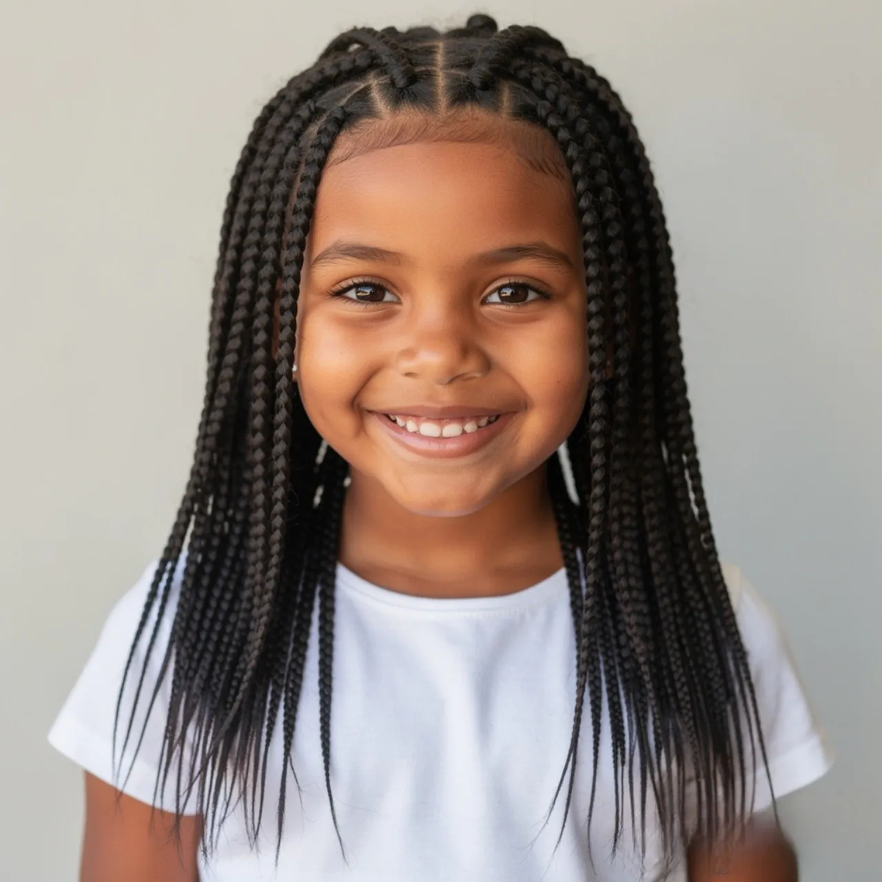 single photo of a school kid with a mini braids ha