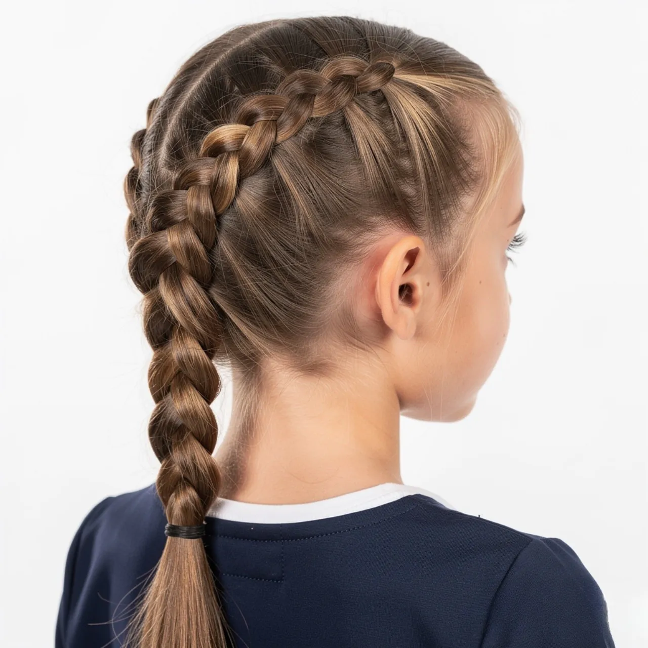 single photo of a school kid with a neat side brai