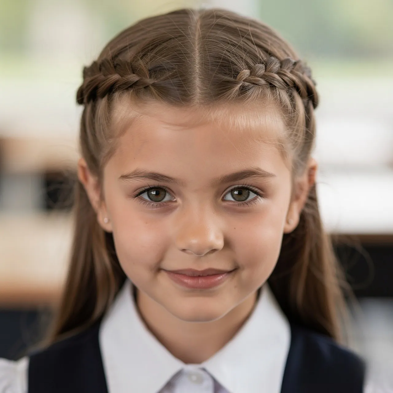 single photo of a schoolgirl hairstyle featuring t