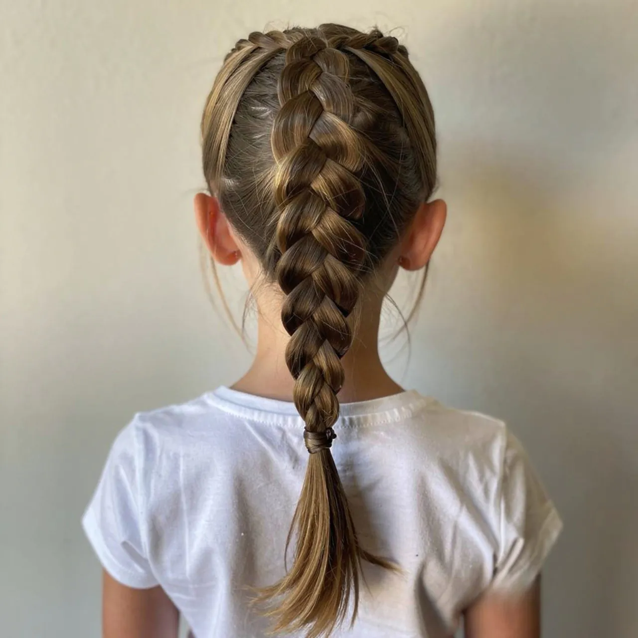 single photo of a young girl with a neat fishtail