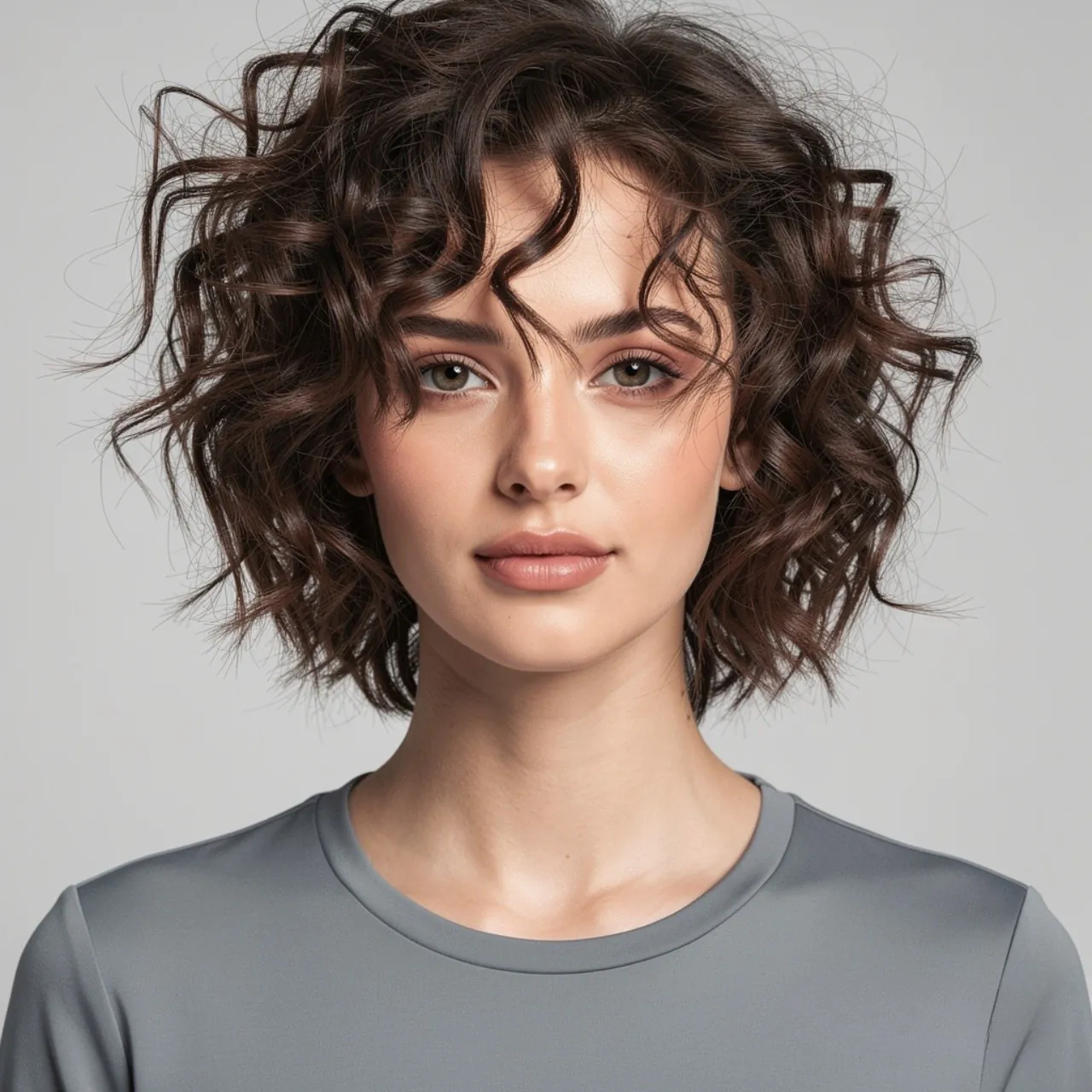 Curly Hairstyles for Short Hair: 13 Trendy Ideas that You’ll Love 9 square portrait focusing on hair woman with messy