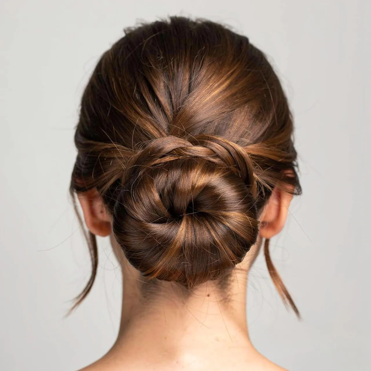 twisted low bun hairstyle for summer single photo
