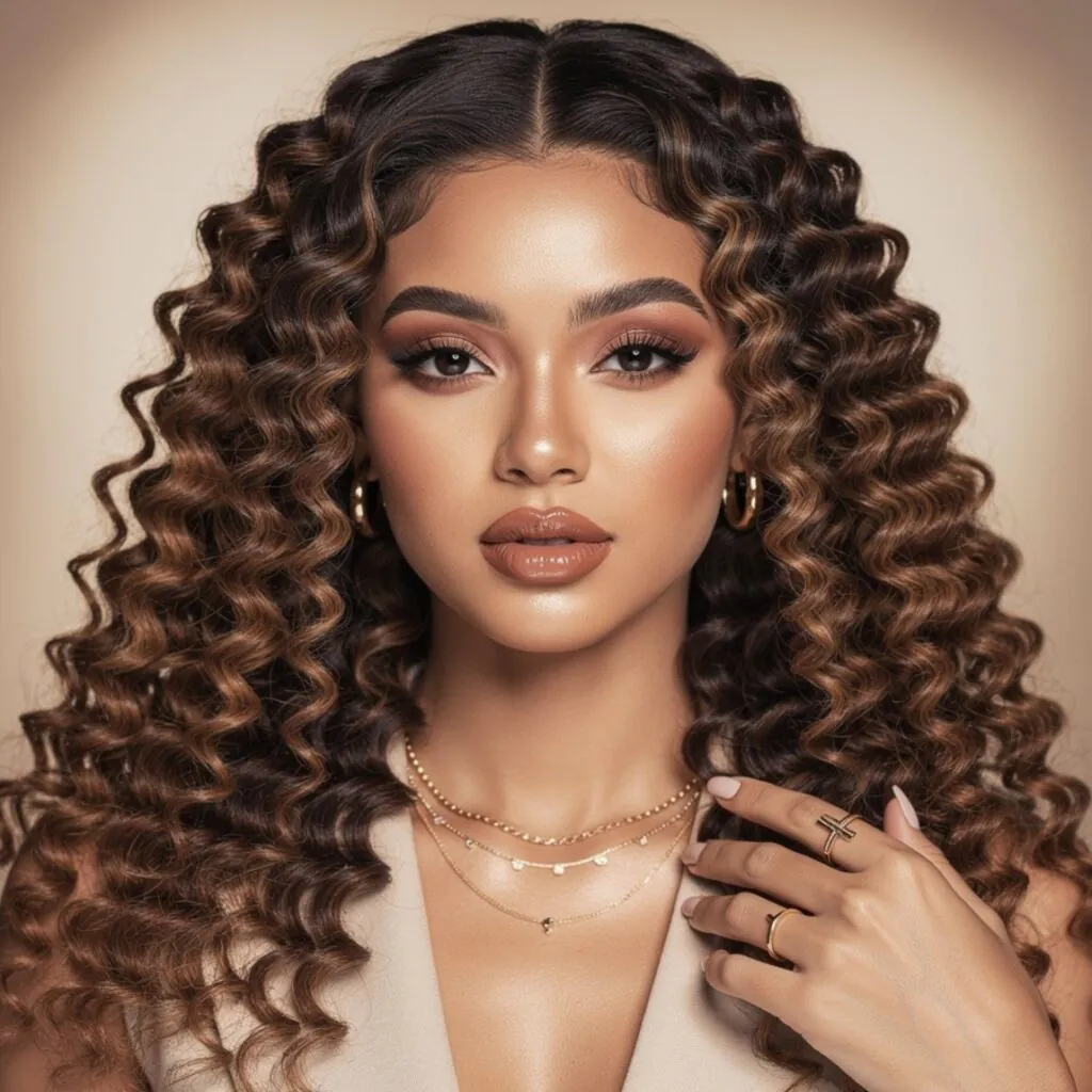 Center Part Curls Down
