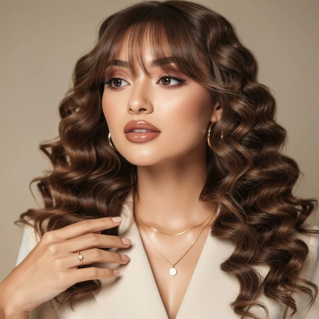 Curls Down with Curtain Bangs
