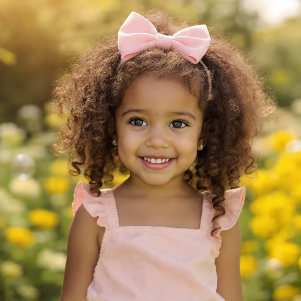 15 Curly Hairstyles Kids Will Love for Every Occasion 11 Curly Half Up Bow Style