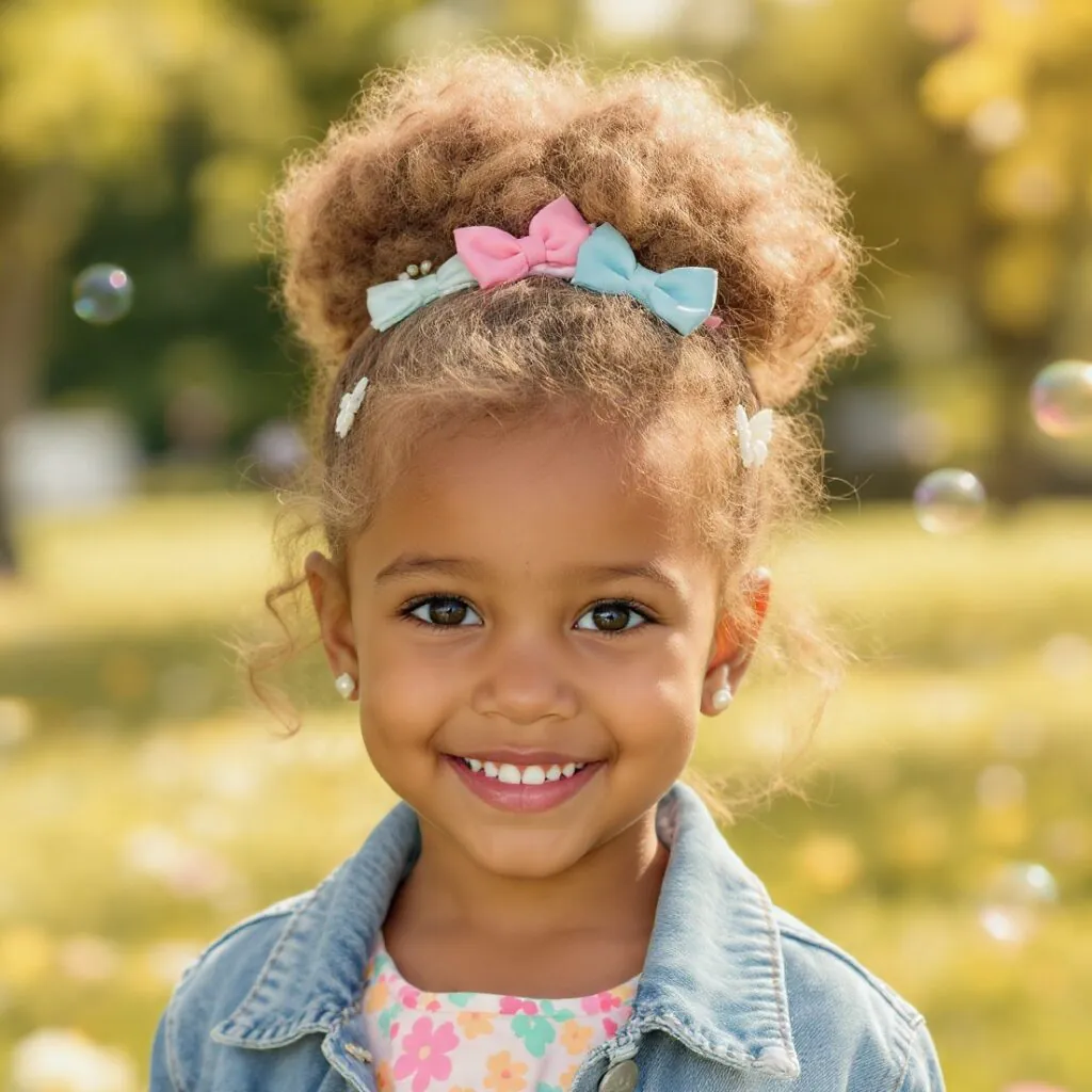 15 Curly Hairstyles Kids Will Love for Every Occasion 10 Curly Top Knot Kids Style