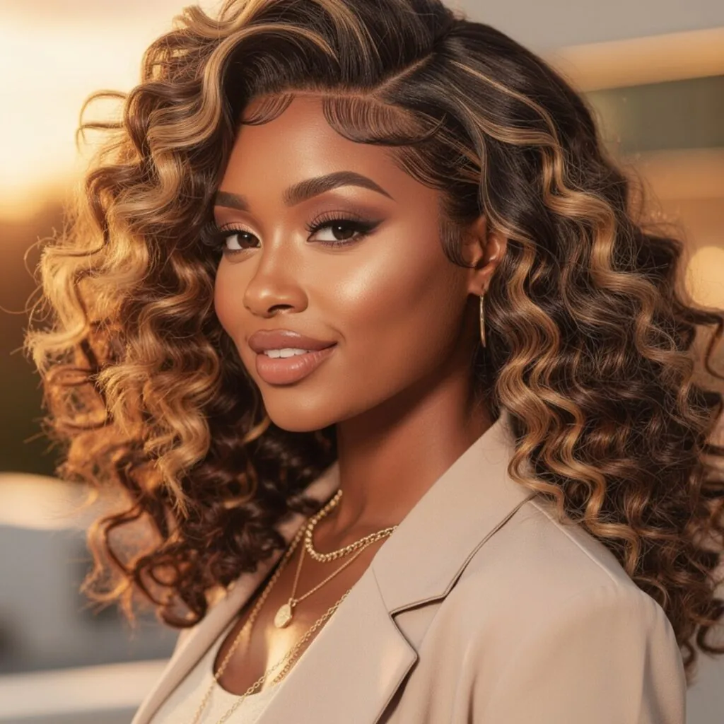 Highlighted Curly Wig