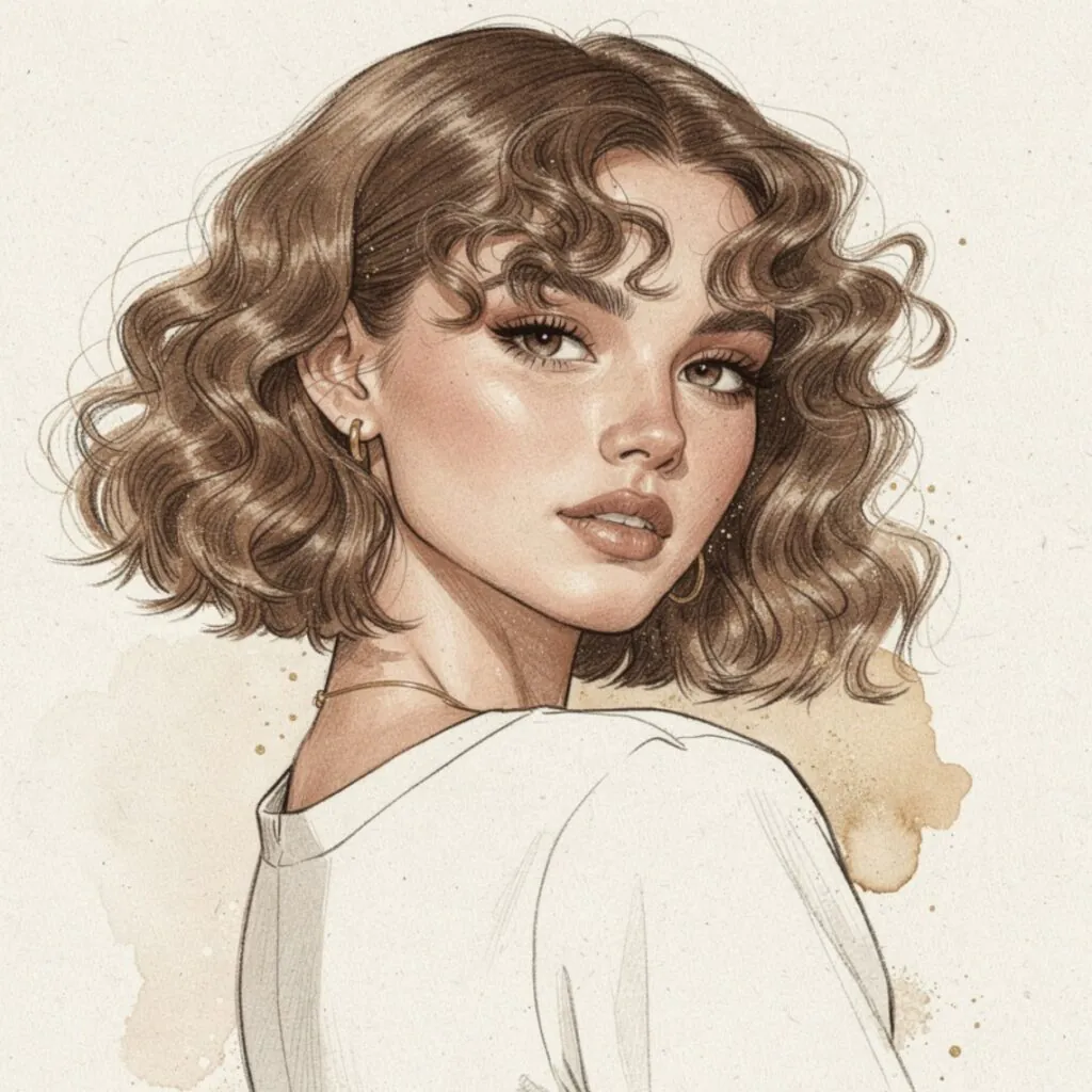 Illustrated Curly Lob
