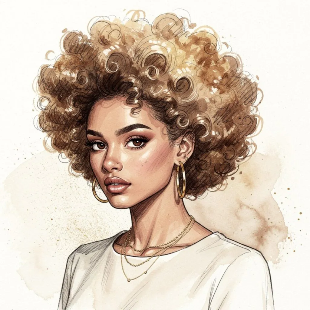 Illustrated Voluminous Afro