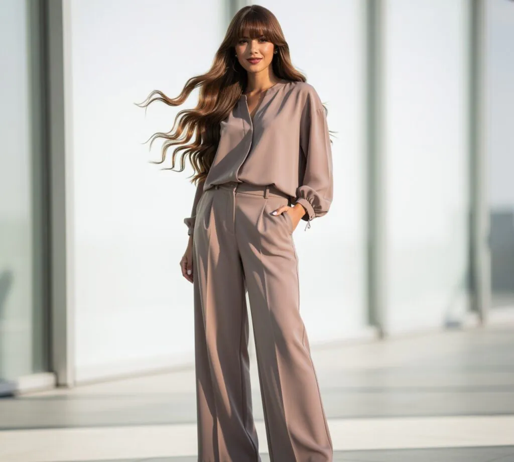 Long Hair with Curtain Bangs