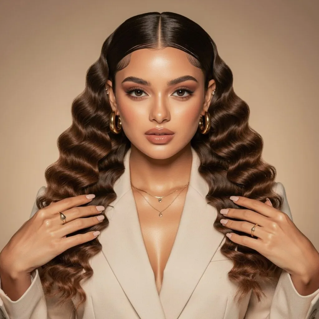 Sleek Roots with Curls Down