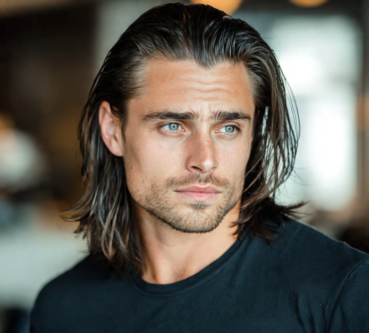 Slick Back Long Hair For Men