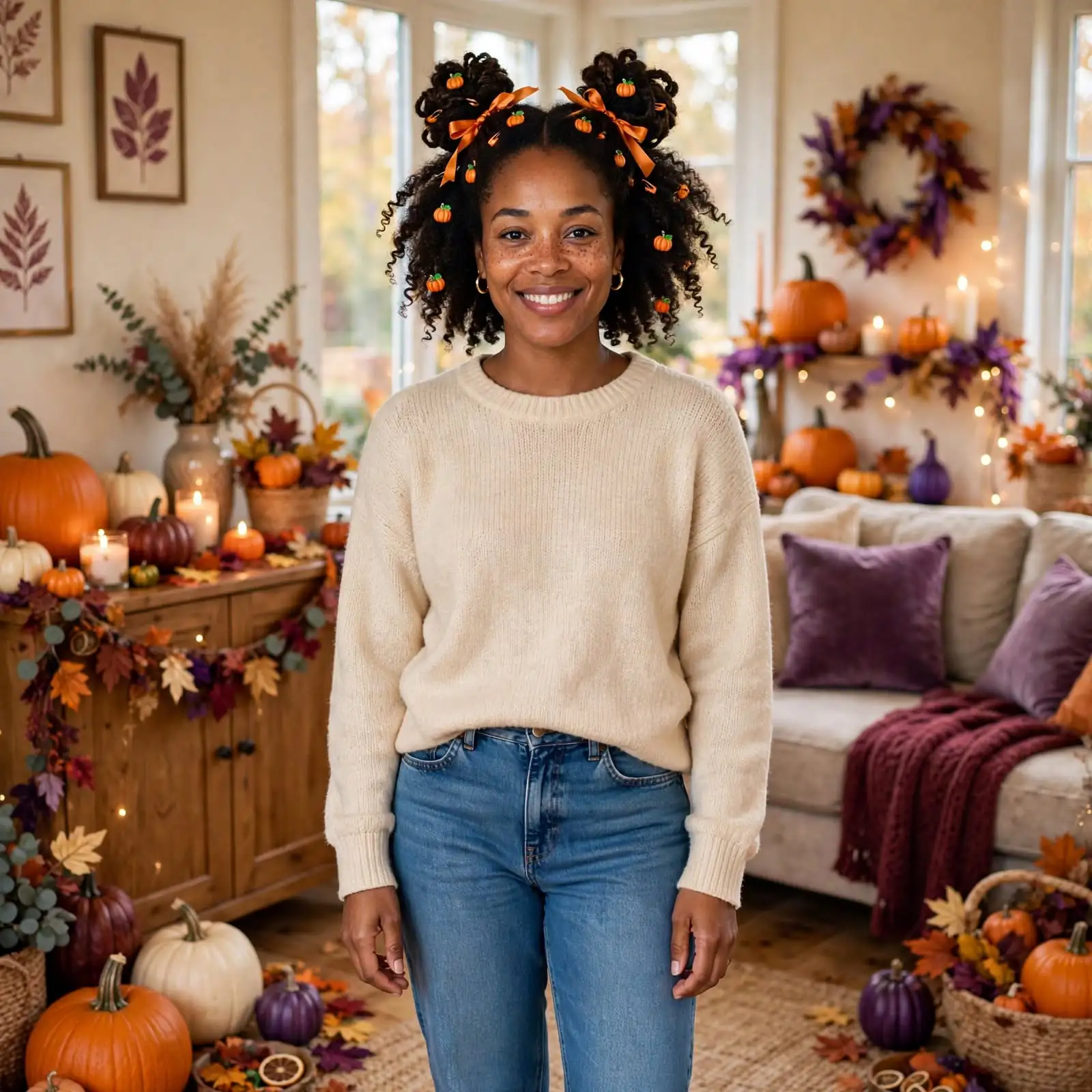 2. Pumpkin Space Buns Halloween Hairstyles Black Women 3