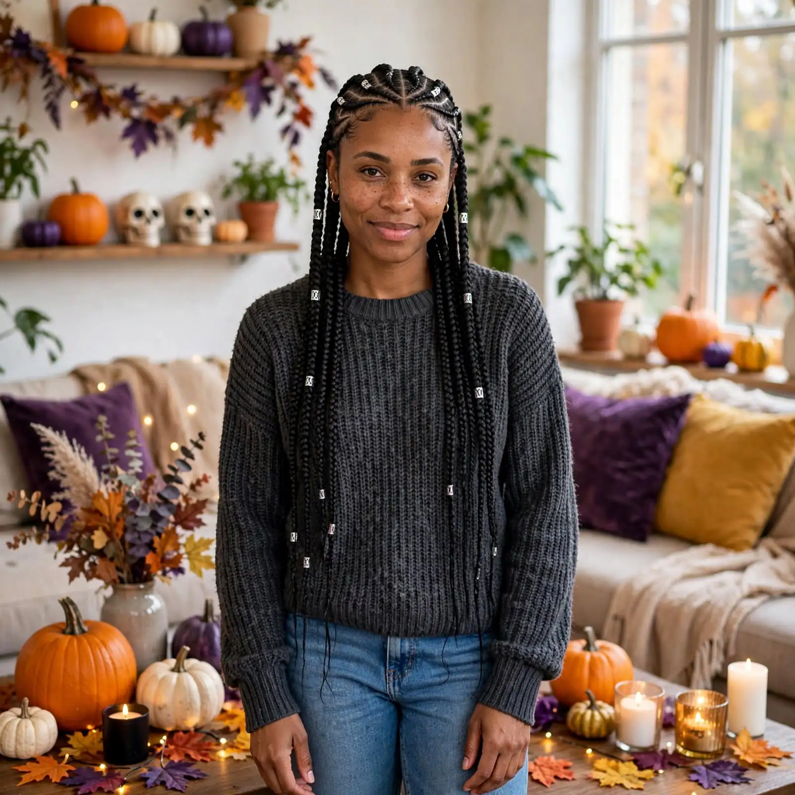 7. Skeleton Cornrows Halloween Hairstyles Black Women 1